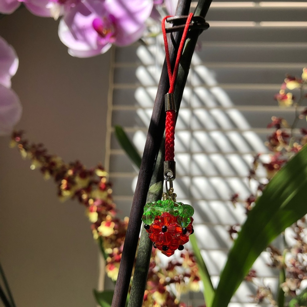 Strawberry Bead Phone Charm/Keychain from Hawaii